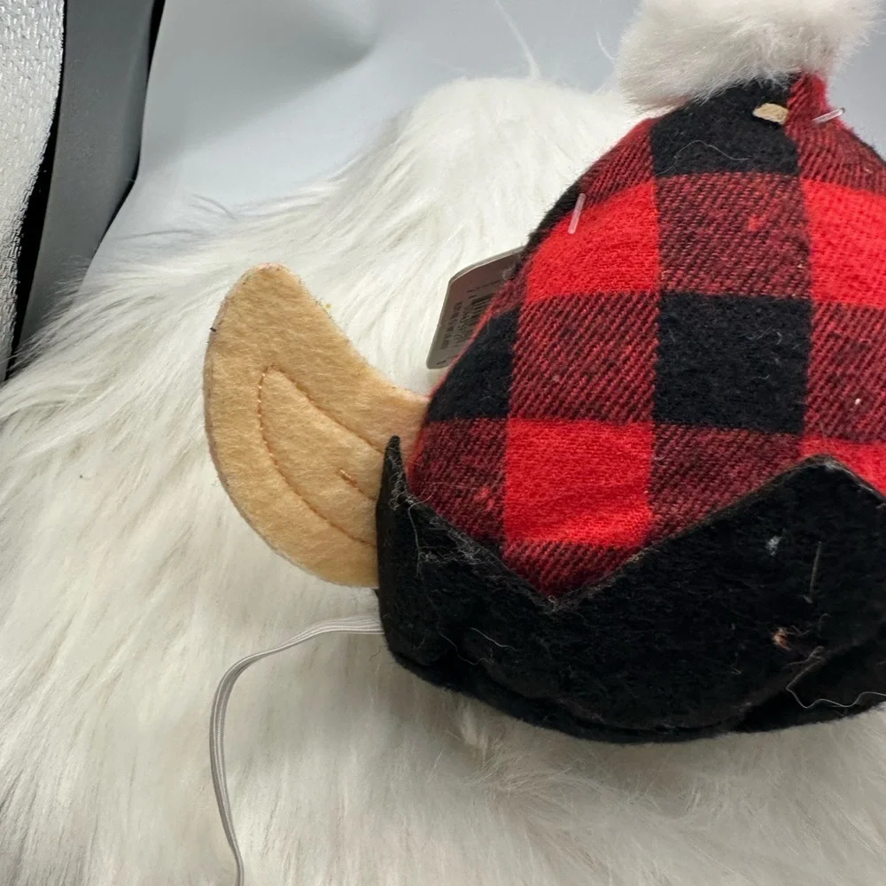 🩷5/$10 PET Red and Black Plaid Elf Hat with Ears